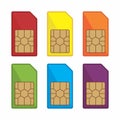 Colorful sim card vector icon.