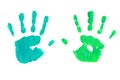 Handprints by children isolated on a white background Royalty Free Stock Photo