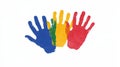 Colorful Handprints Isolated on White Background, unity, diversity Royalty Free Stock Photo