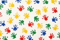 Colorful handprints on white background Royalty Free Stock Photo