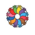 Colorful Hands Circle Illustration Symbolizing Unity and Diversity Royalty Free Stock Photo