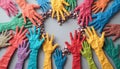 Colorful hands forming heart shape Royalty Free Stock Photo