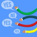 Colorful Hands Giving Feedback With Thumbs And Speech Bubbles