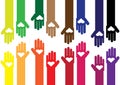 Colorful hands with hearts Royalty Free Stock Photo