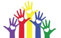 Colorful hands with hearts vector illustration Royalty Free Stock Photo