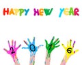2016 colorful hands Royalty Free Stock Photo