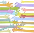 Colorful hands reach out