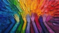Colorful hands stretch upward, symbolizing unity and diversity in an abstract expression Royalty Free Stock Photo