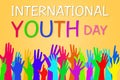 Colorful hands up International Youth Day Banner Graphic Design.