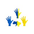 Colorful hands vector flag day background ukraine.