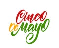 Colorful Handwritten calligraphic type lettering of Cinco De Mayo on white background Royalty Free Stock Photo