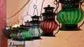 Colorful hanging arabic glass lamp