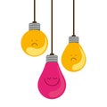 colorful hanging bulbs with emotion face