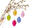 Colorful hanging easter eggs Royalty Free Stock Photo