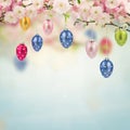 Colorful hanging easter eggs