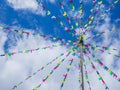 Colorful Hanging Flags with blue sky background Royalty Free Stock Photo