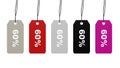 Colorful hanging sales tags Royalty Free Stock Photo