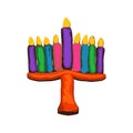 Colorful Hanukiah 3d. Jewish holiday Hanukkah. Vector illustration on isolated background