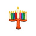 Colorful Hanukiah 3d. Jewish holiday Hanukkah. Vector illustration on isolated background