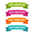 Colorful Happy Anniversary ribbons. Eps10 Vector. Royalty Free Stock Photo