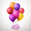 Colorful Happy Birthday Balloons Flying for Party and Celebrations Royalty Free Stock Photo