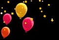 Colorful Happy Birthday Balloons Flying for Party and Celebrations With Space for Message Isolated in  Background Royalty Free Stock Photo