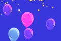 Colorful Happy Birthday Balloons Flying for Party and Celebrations With Space for Message Isolated in  Background Royalty Free Stock Photo