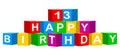 Colorful 13 Happy Birthday banner