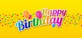 Colorful Happy Birthday with Confetti and Balloons Royalty Free Stock Photo