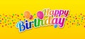 Colorful Happy Birthday with Confetti and Balloons. Royalty Free Stock Photo