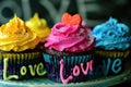 Colorful happy birthday cupcakes
