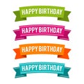 Colorful Happy Birthday ribbons. Eps10 Vector. Royalty Free Stock Photo