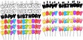 Colorful Happy Birthday Text Candles On Sticks Set 2