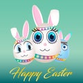 Colorful Happy Easter Bunny Egg Family Poster Card Royalty Free Stock Photo