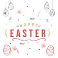 Colorful Happy Easter greeting card with flowers eggs