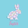 Colorful Happy Easter with Hearts Rabbit