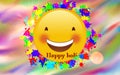 Colorful Happy emoticon image of holi. Royalty Free Stock Photo