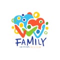 Colorful happy family logo with people and hearts Royalty Free Stock Photo