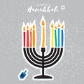 Colorful Happy Hanukkah Greeting card. Jewish holiday with menorah Royalty Free Stock Photo