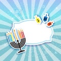 Colorful Happy Hanukkah Greeting card. Jewish holiday with menorah Royalty Free Stock Photo