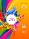 Colorful Happy Hoil Sale Promotion Shopping Advertisement background for festival of colors in India