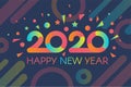 Colorful 2020 Happy New Year with Confetti Banner