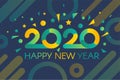 Colorful 2020 Happy New Year with Confetti Banner