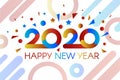 Colorful 2020 Happy New Year with Fireworks Banner