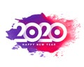 Colorful 2020 happy new year watercolor background design