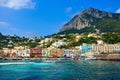 Colorful Capri harbor, Marina Grande on the beautiful Mediterranean, Italy Royalty Free Stock Photo