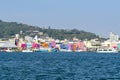 Colorful harborside houses near Gushan Fish Market in Kaohsiung, Taiwan