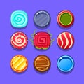Colorful Hard Candy Flash Game Element Templates Design Set With Round Sweets For Three In The Row Type Of Video