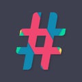 Colorful hashtag symbol in vector graphics. Vector illustration.