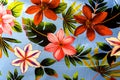 Colorful Hawaiian Flowers Cloth Textile Waikiki Honolulu Hawaii